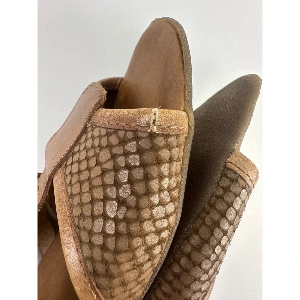 Eric Michael Brown Snakeskin Textured Strappy T-Strap Sandals Spain Women 39 8.5